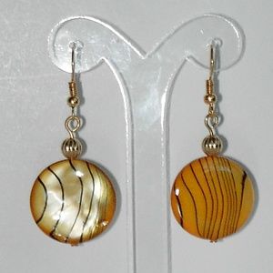 Yellow Shell gold tone earrings (#378)